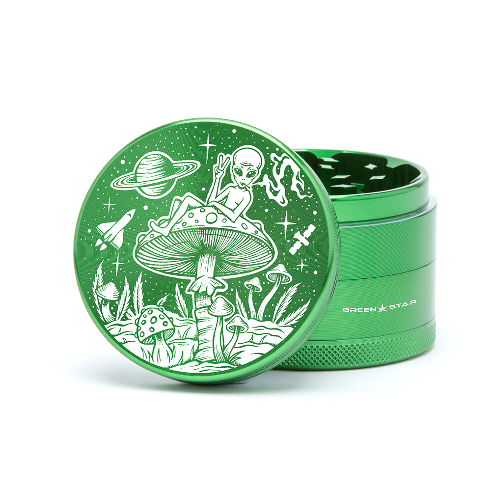 Green Star | 2.5" (63mm) Grinder - Alien on Mushrooms Design_1