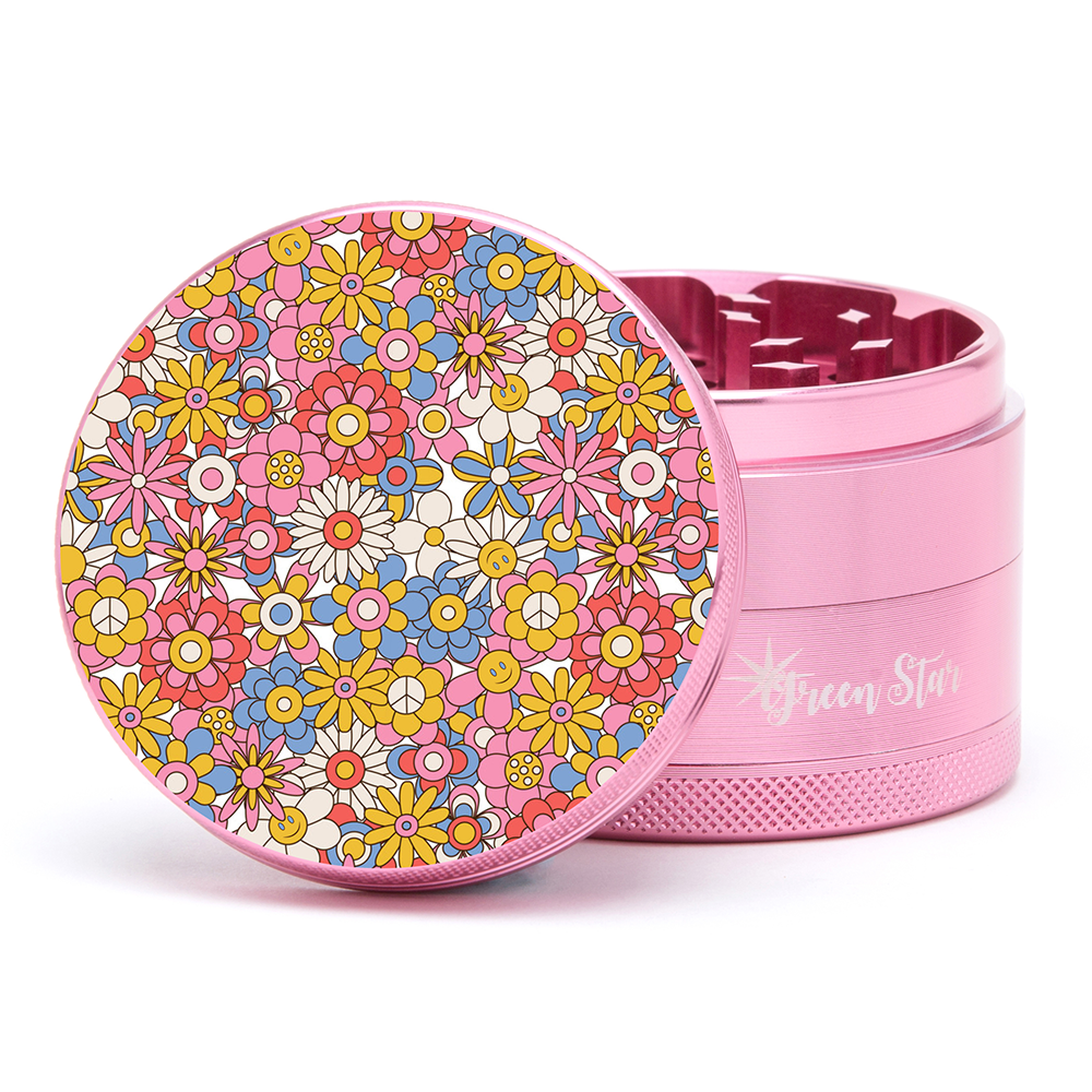 Green Star | 2.5" (63mm) Herb Grinder - Retro Flowers_2