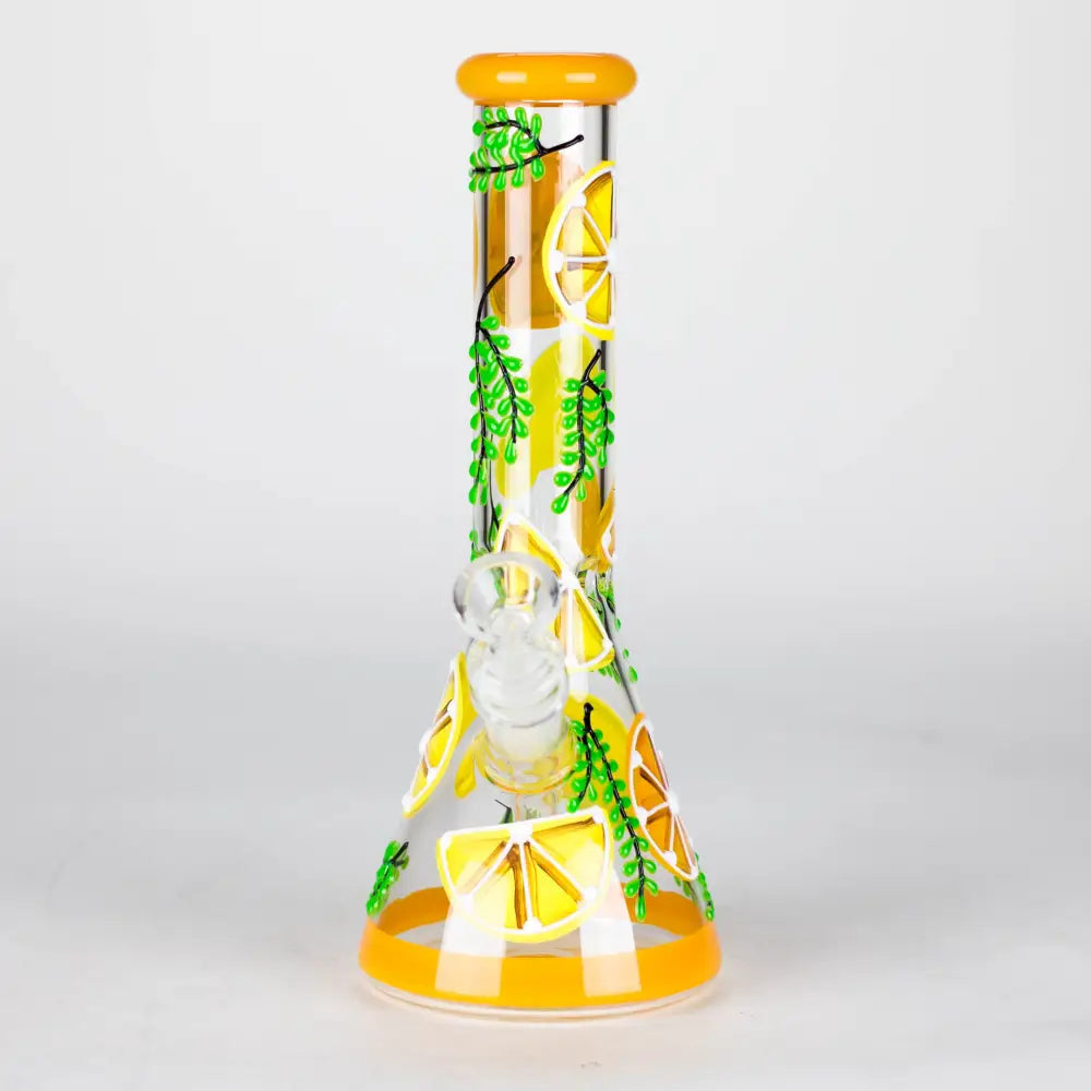 10" 3D Glass Bong With Orange Design_2