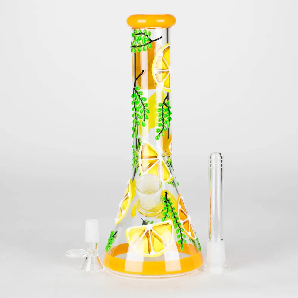 10" 3D Glass Bong With Orange Design_7