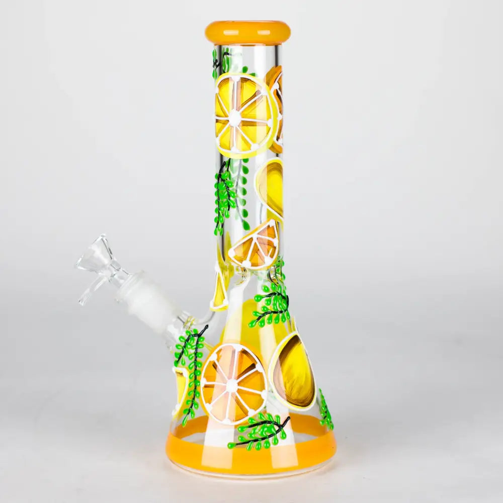 10" 3D Glass Bong With Orange Design_1