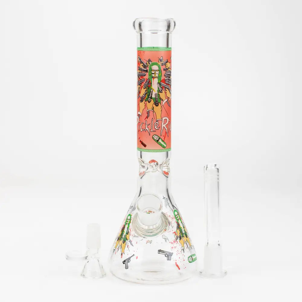 10" RM decal Glow in the dark glass water bong_2