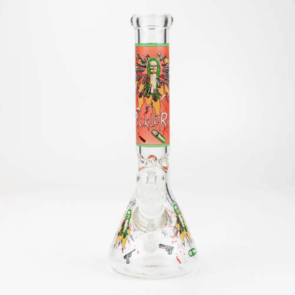 10" RM decal Glow in the dark glass water bong_1