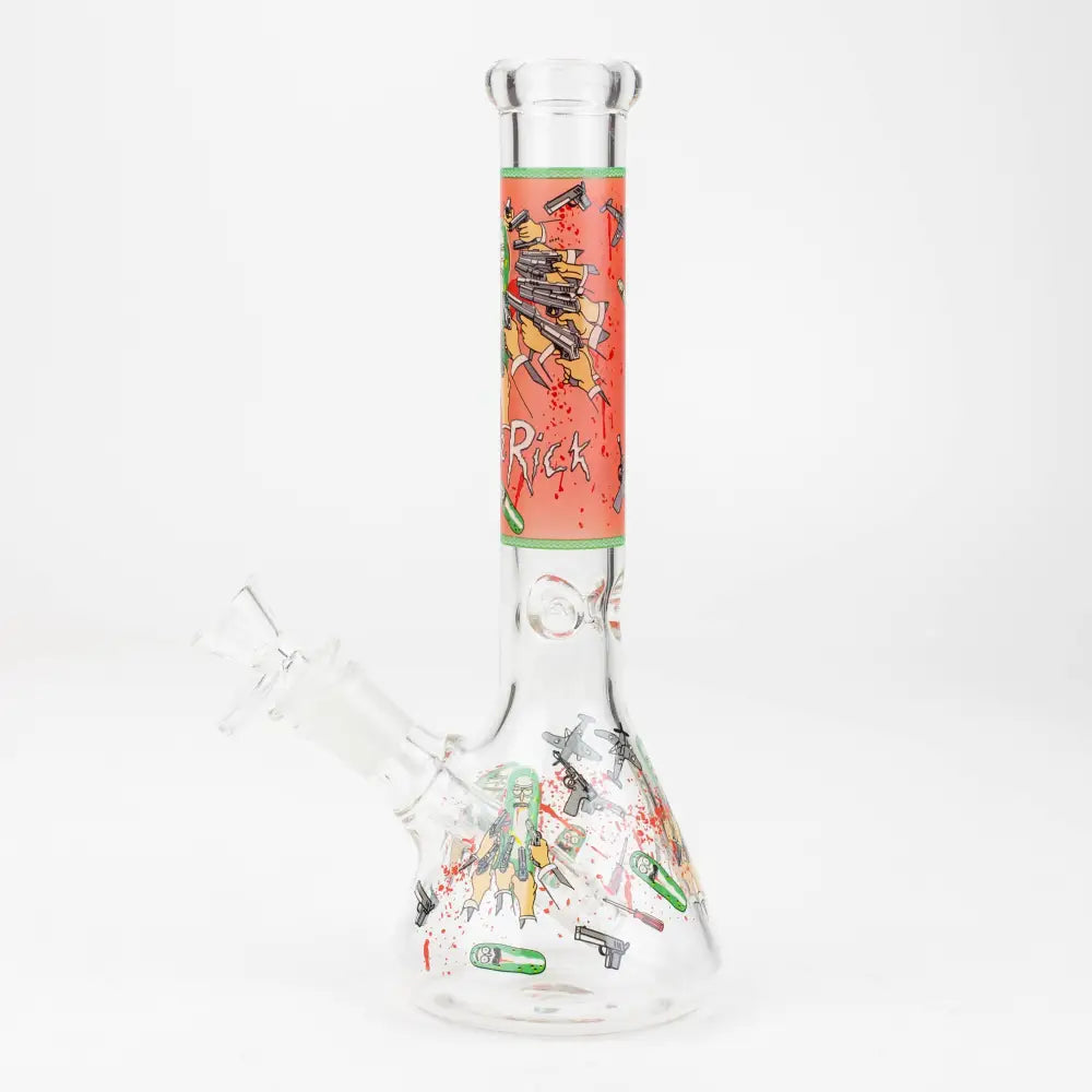 10" RM decal Glow in the dark glass water bong_12