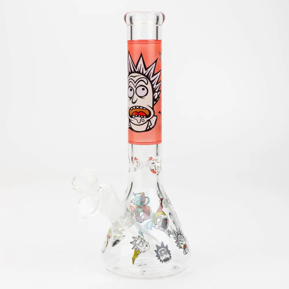 10" RM decal Glow in the dark glass water bong_9