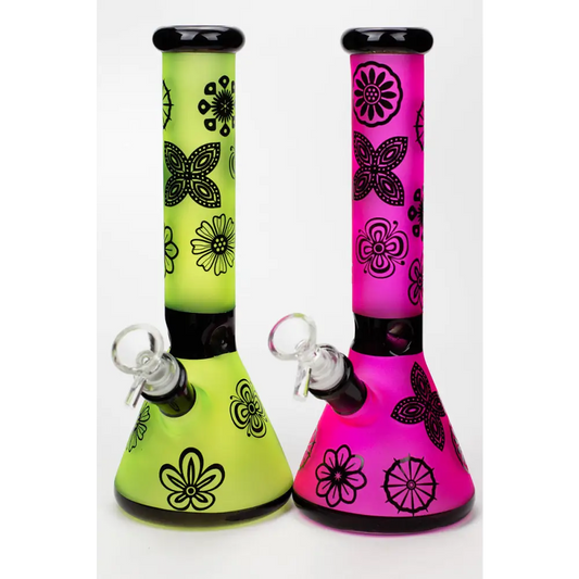 10" Sandblasted color glass water bong_0