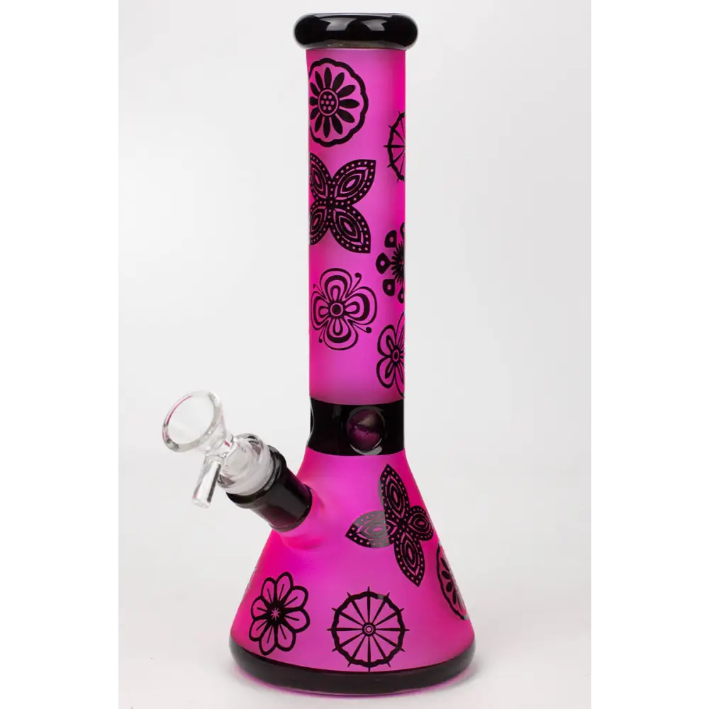 10" Sandblasted color glass water bong_3