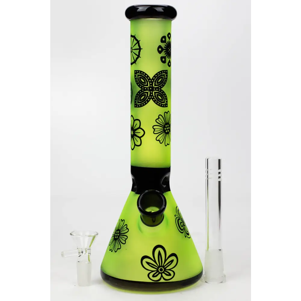 10" Sandblasted color glass water bong_1