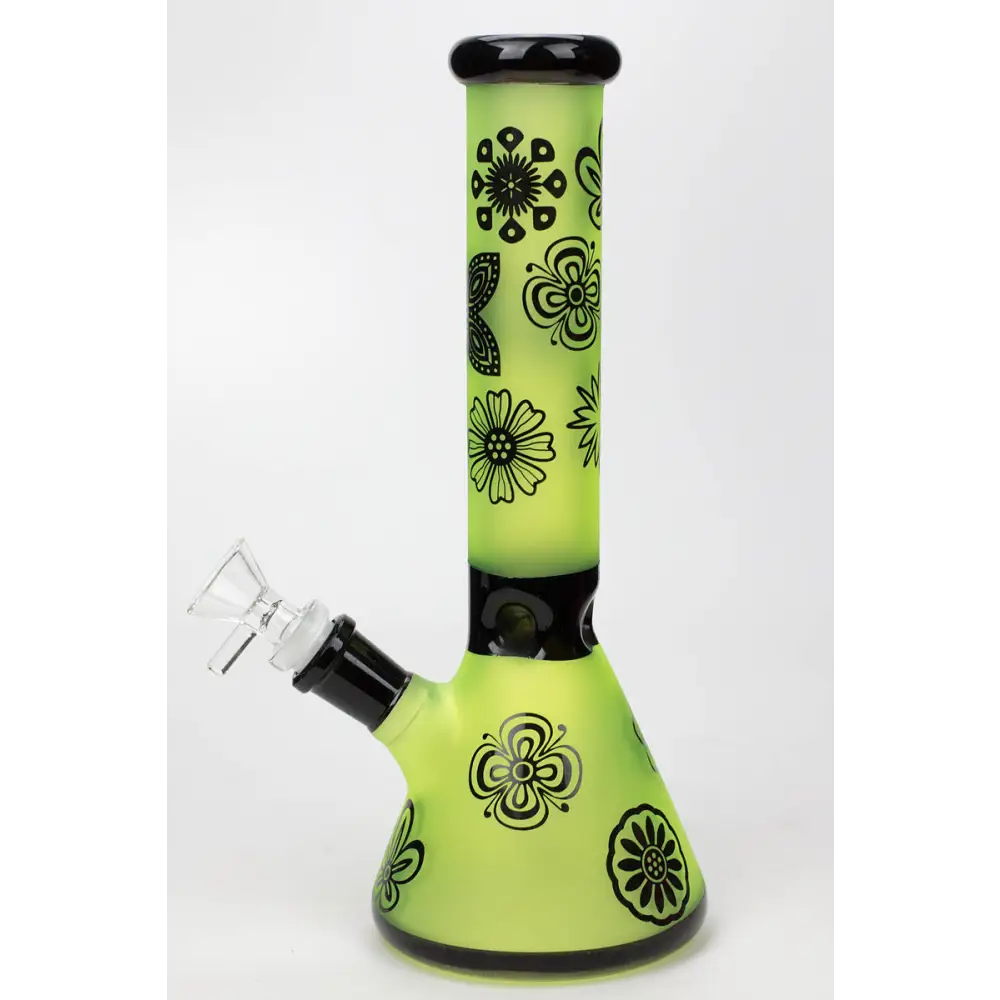 10" Sandblasted color glass water bong_5