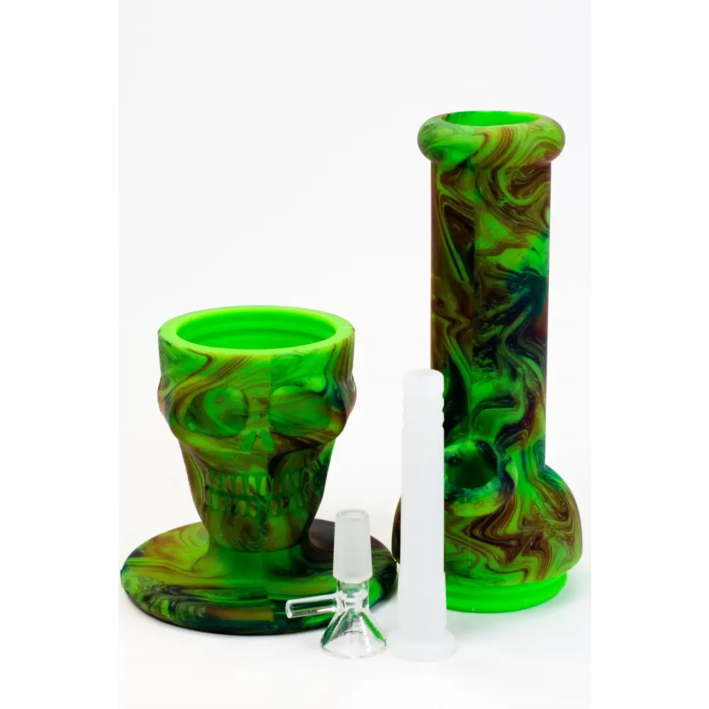 11" Assorted design silicone detachable skull bong_7