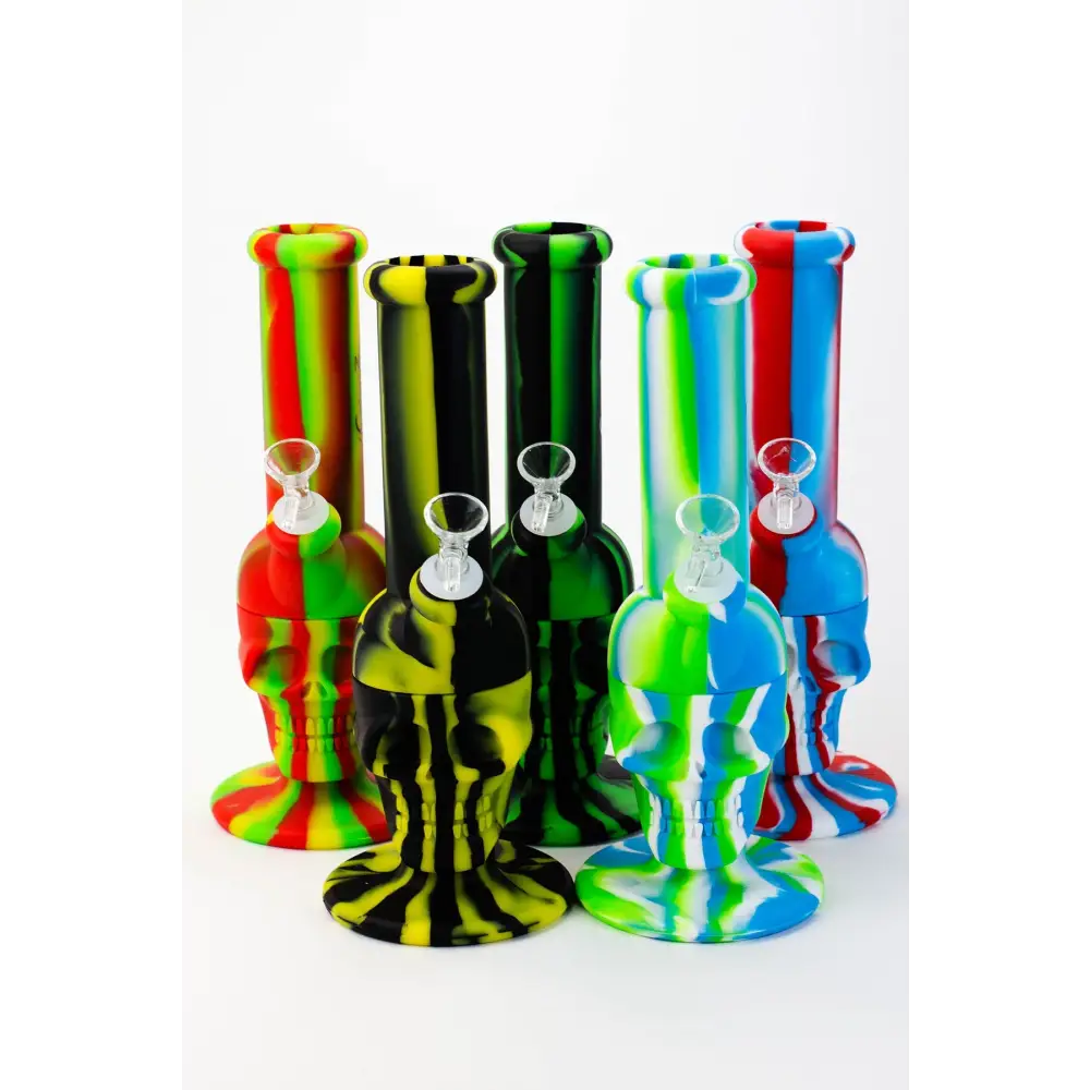 11" Genie skull multi colored detachable silicone water bong_0