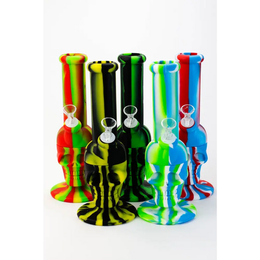 11" Genie skull multi colored detachable silicone water bong_0