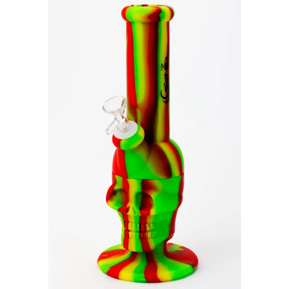 11" Genie skull multi colored detachable silicone water bong_6