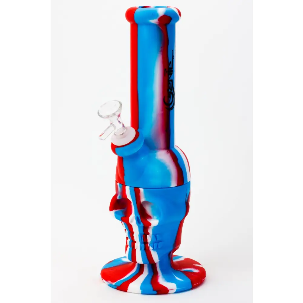 11" Genie skull multi colored detachable silicone water bong_8