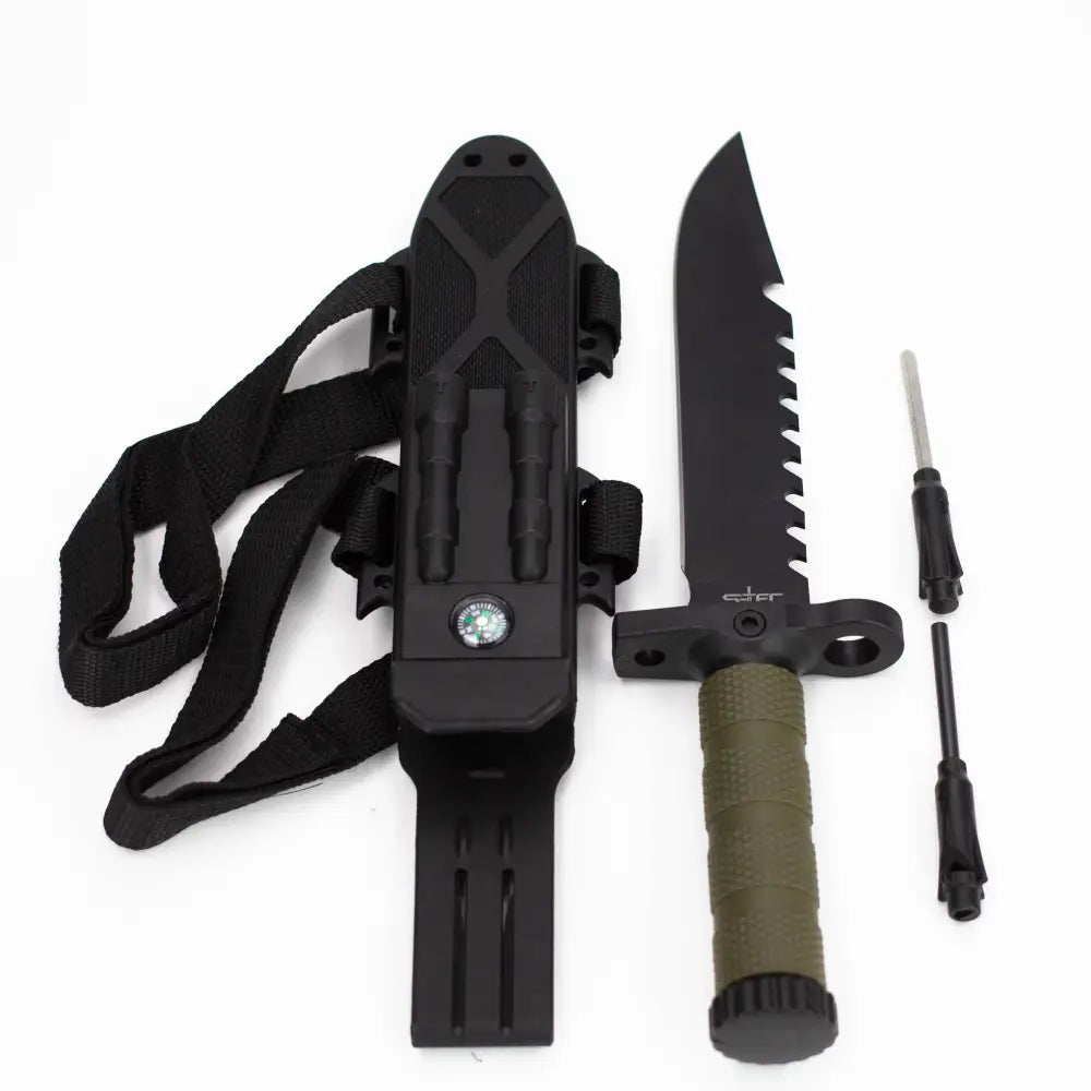 12.75″ Hunting Knife w/ ABS Sheath + Accessories [T22188GN-3]_5