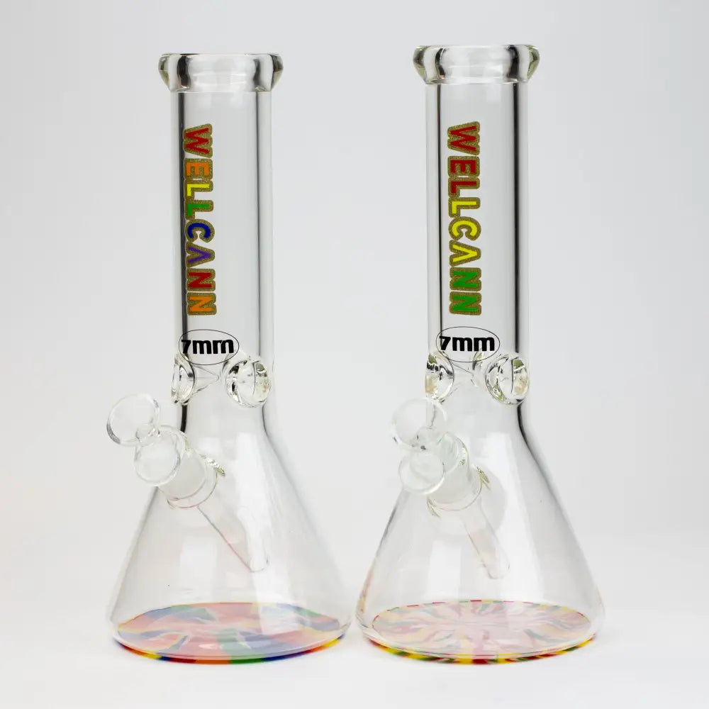 12" WellCann beaker 7 mm glass water bong with Colour Bottom_0