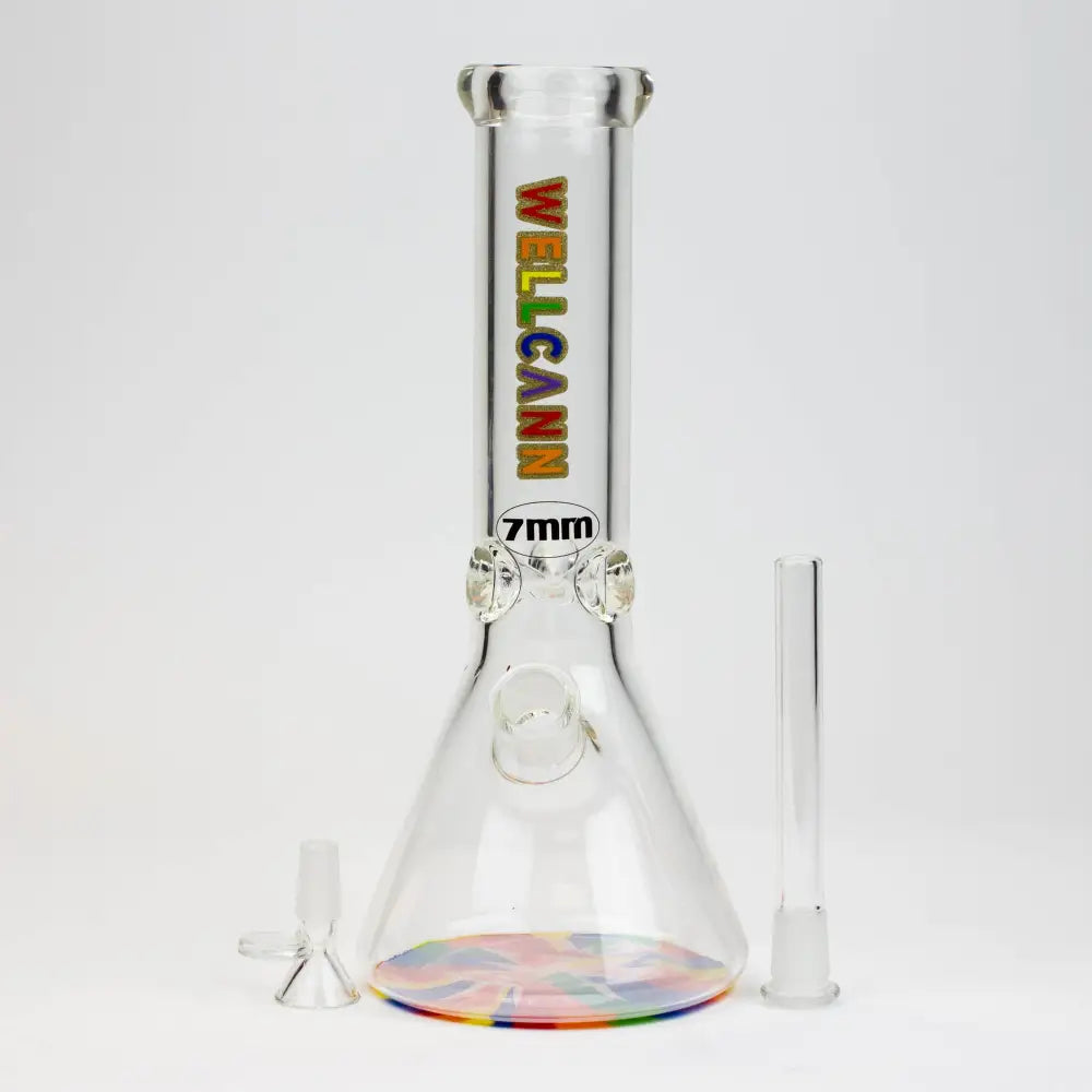 12" WellCann beaker 7 mm glass water bong with Colour Bottom_10