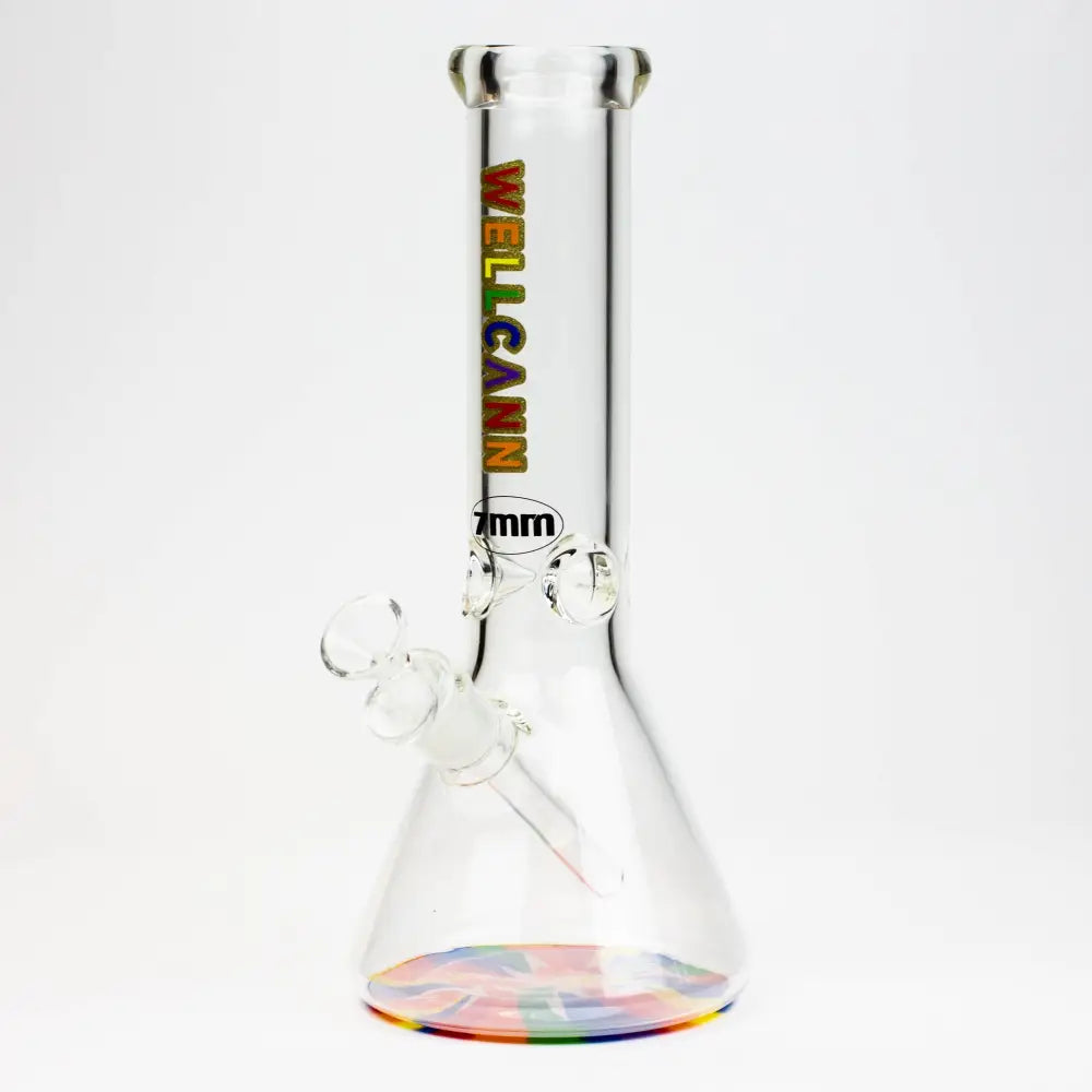 12" WellCann beaker 7 mm glass water bong with Colour Bottom_3