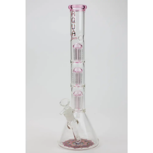 13.5" AQUA 5mm Triple tree arms percolator glass water bong_0