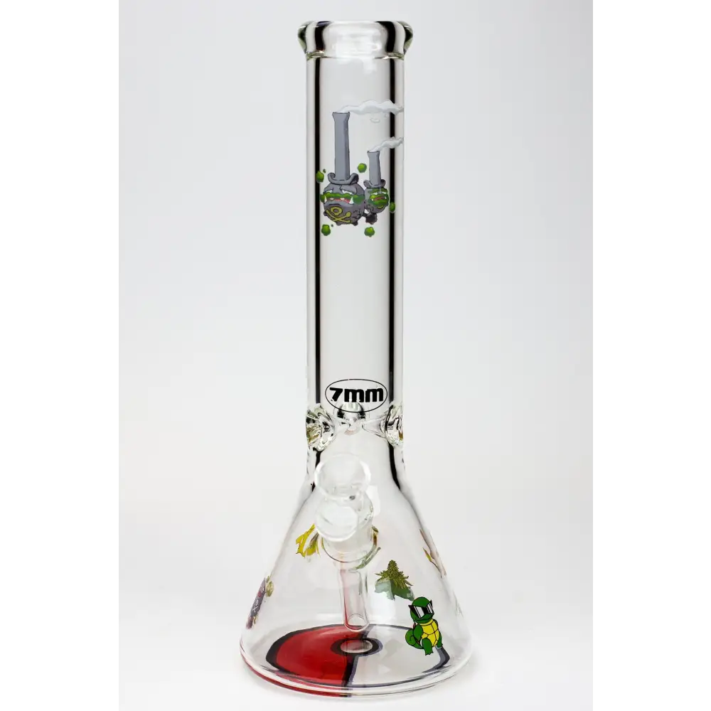 13.5" Cartoon 7 mm glass water beaker bong_8