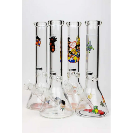 13.5" Cartoon 7 mm glass water beaker bong_0