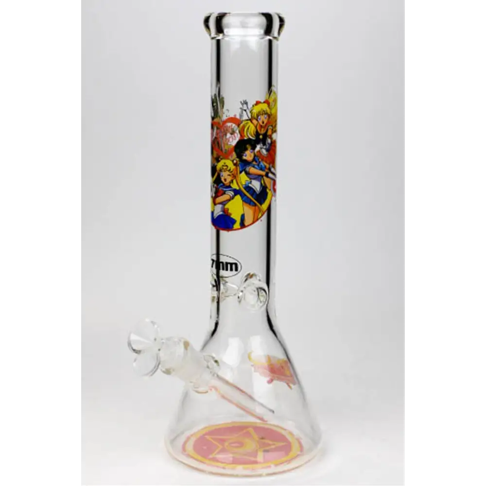 13.5" Cartoon 7 mm glass water beaker bong_4