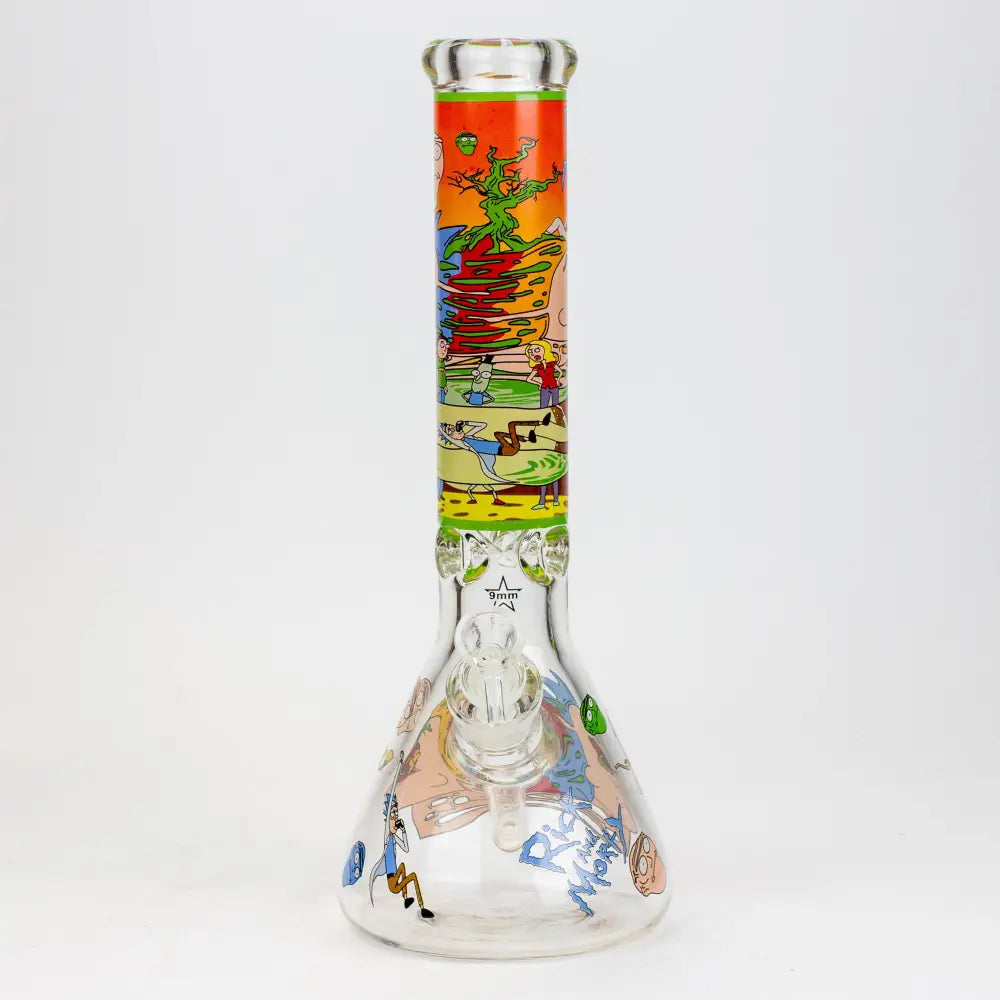 13.5" RM cartoon 9 mm glass beaker water bong_12