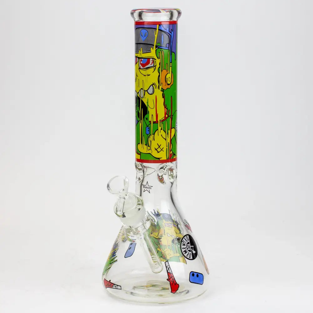 13.5" RM cartoon 9 mm glass beaker water bong_7