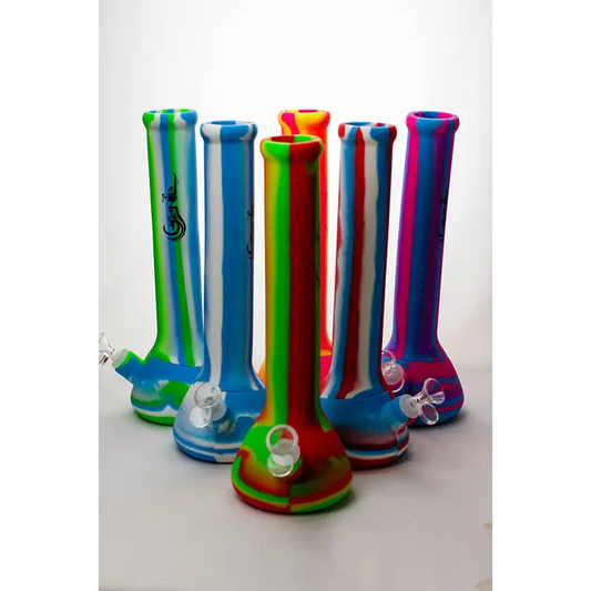 13" Genie mixed color Silicone detachable beaker water bong_0