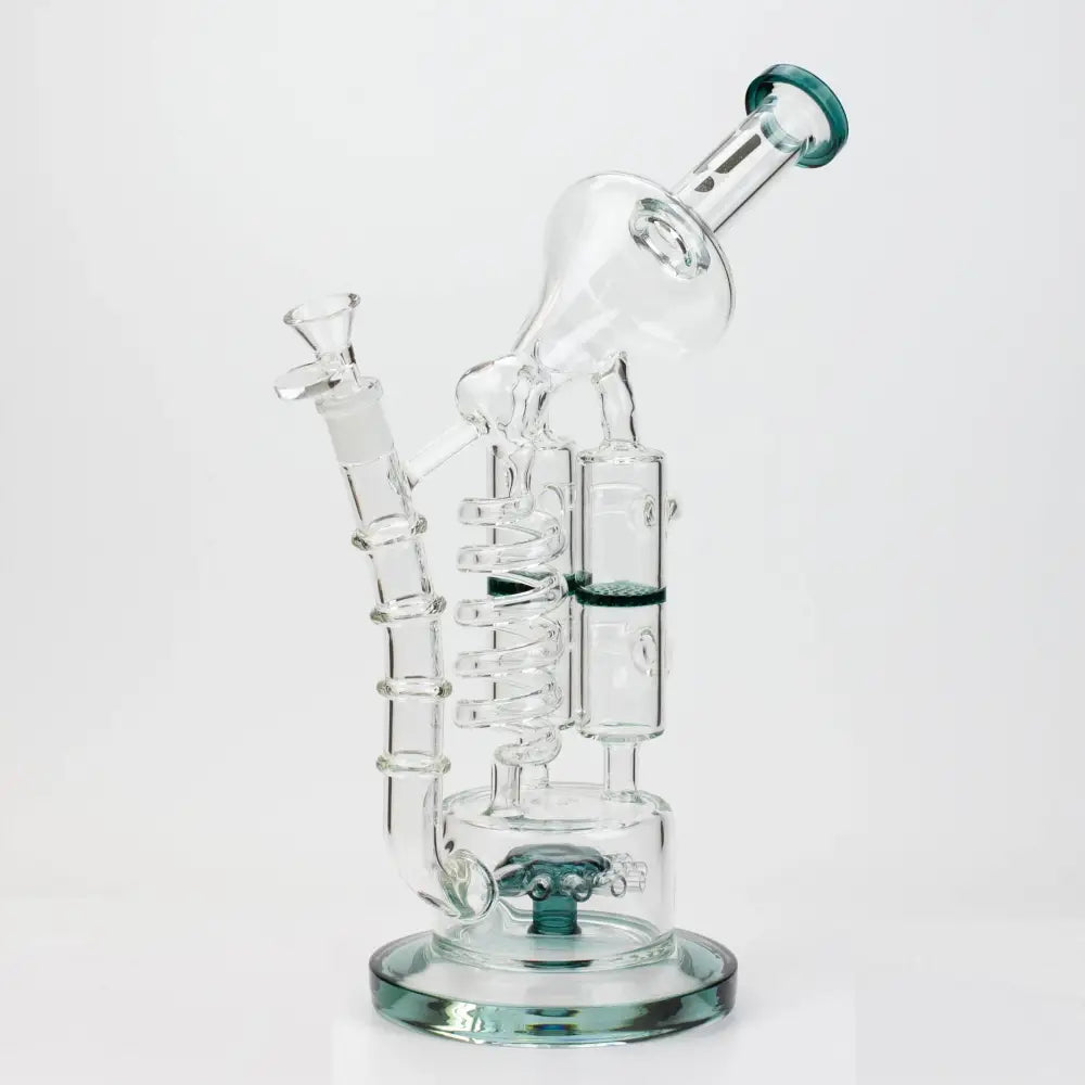 13" Infyniti Coil, dual honeycome and flower diffuser glass recycler bong_6