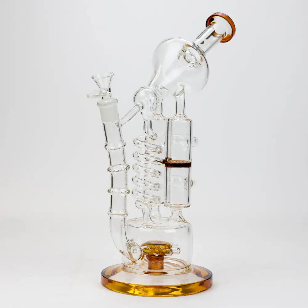 13" Infyniti Coil, dual honeycome and flower diffuser glass recycler bong_4