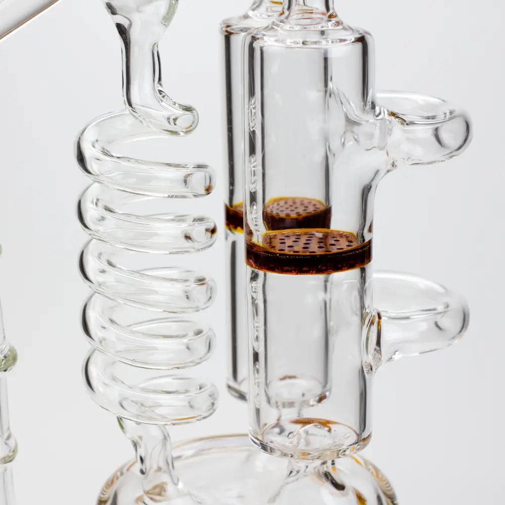 13" Infyniti Coil, dual honeycome and flower diffuser glass recycler bong_9