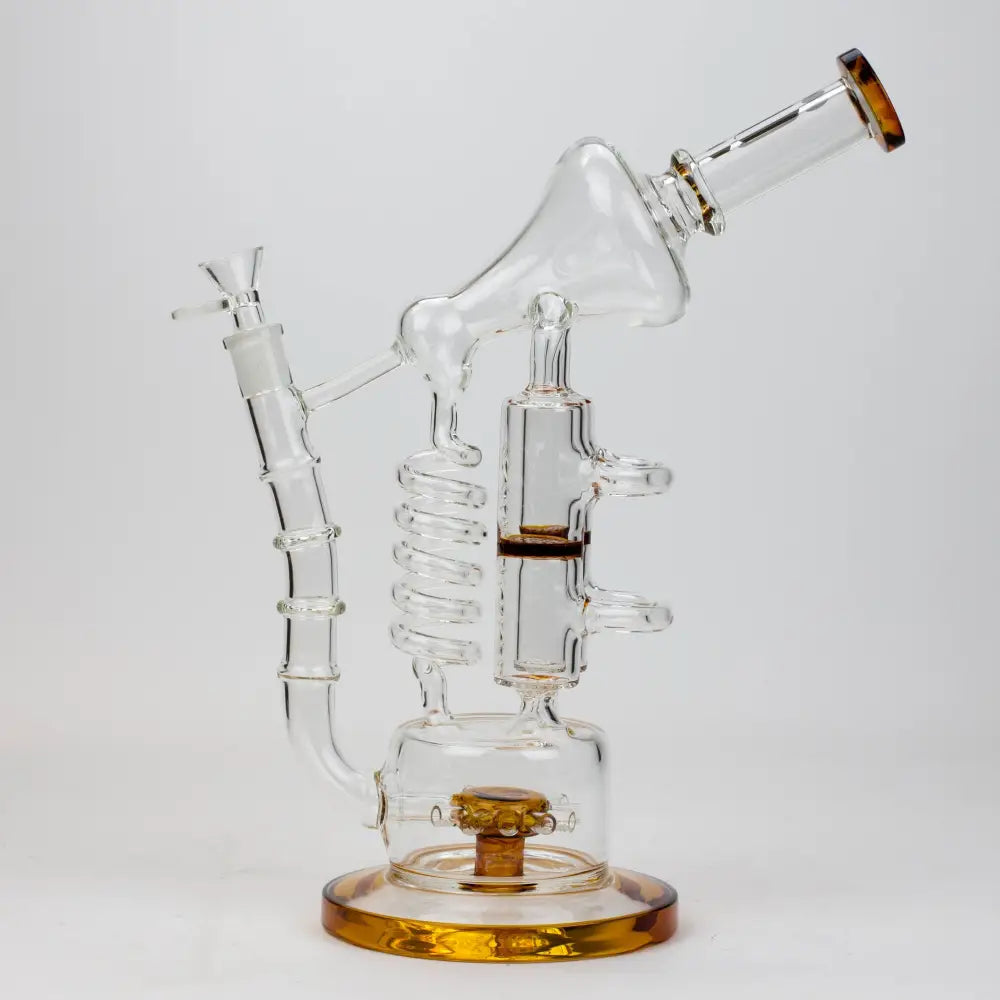 13" Infyniti Coil, dual honeycome and flower diffuser glass recycler bong_3