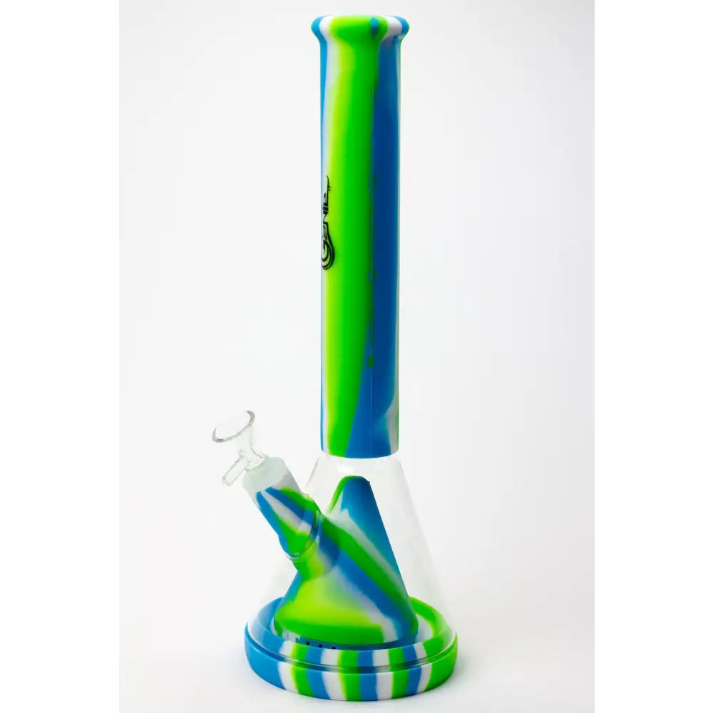 14" Genie multi colored detachable pyramid diffuser silicone water bong_8