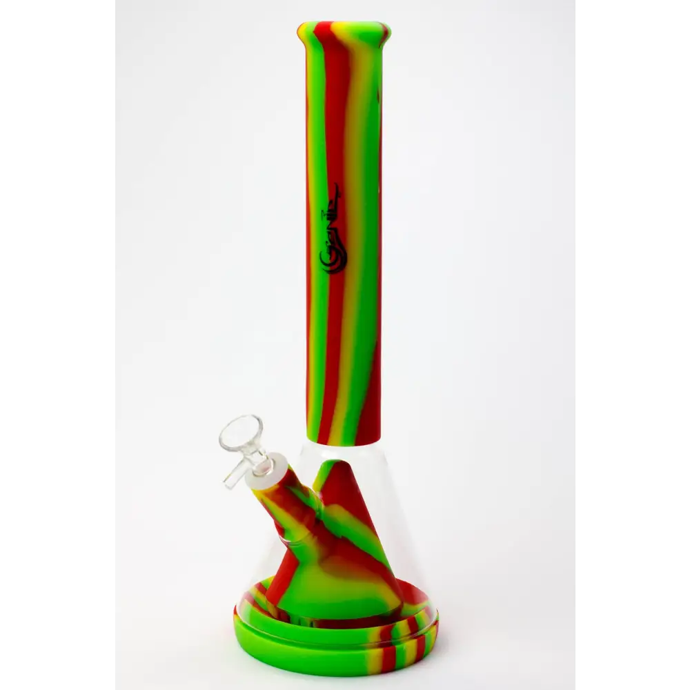 14" Genie multi colored detachable pyramid diffuser silicone water bong_9