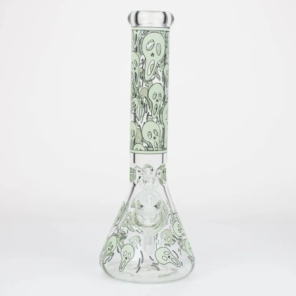 14" Ghost Pattern glow in the dark / 7mm / glass beaker bong [CH-105]_3