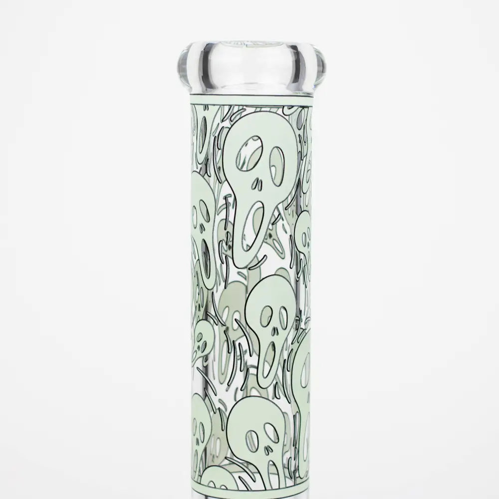 14" Ghost Pattern glow in the dark / 7mm / glass beaker bong [CH-105]_4