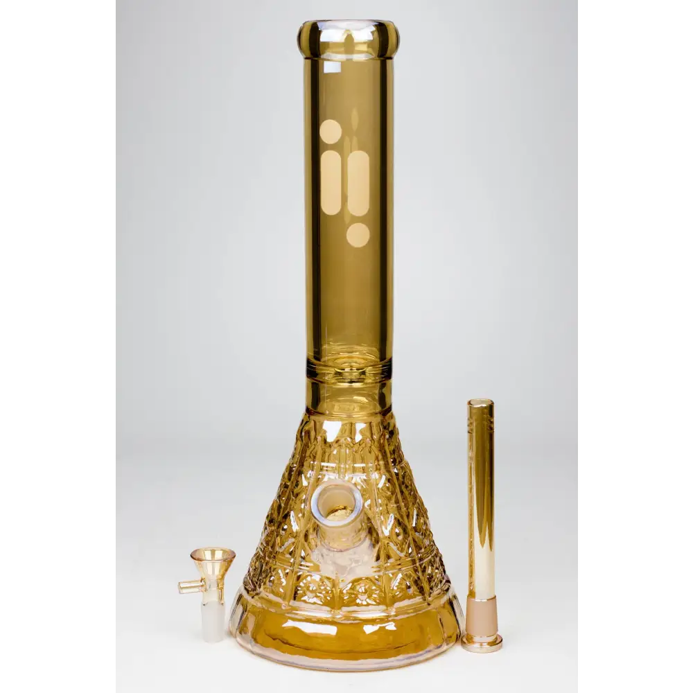 14" Infyniti embossed diamond beaker 7 mm glass bong_2