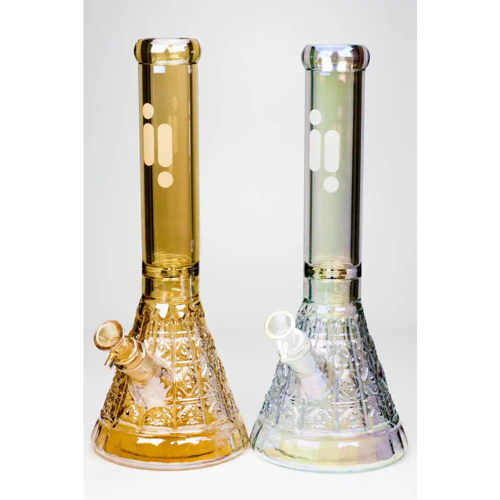 14" Infyniti embossed diamond beaker 7 mm glass bong_0