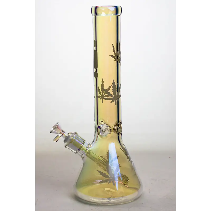 14" Infyniti leaf 7 mm metallic glass water bong_7