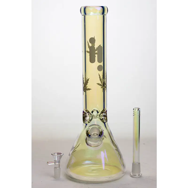 14" Infyniti leaf 7 mm metallic glass water bong_6