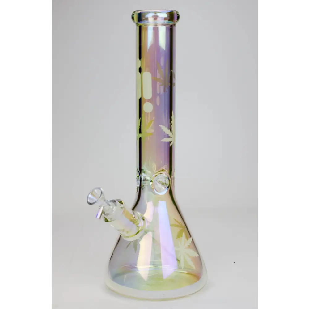 14" Infyniti leaf 7 mm metallic glass water bong_12