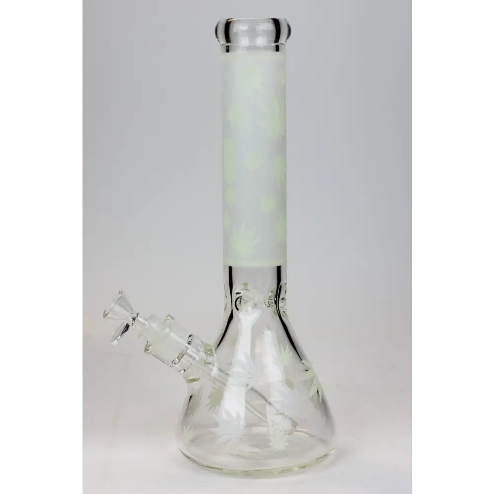 14" Infyniti Leaf Glow in the dark 7 mm glass bong_2