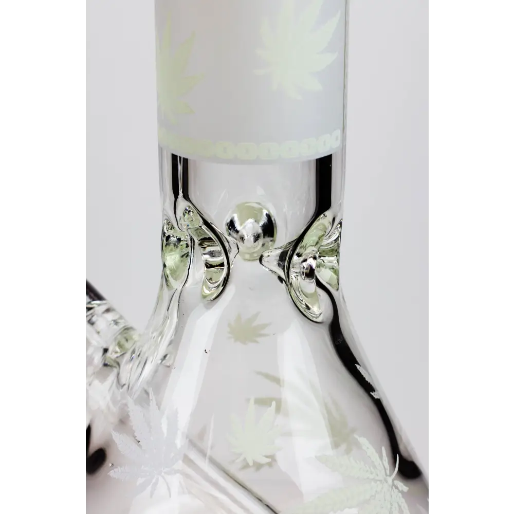 14" Infyniti Leaf Glow in the dark 7 mm glass bong_4