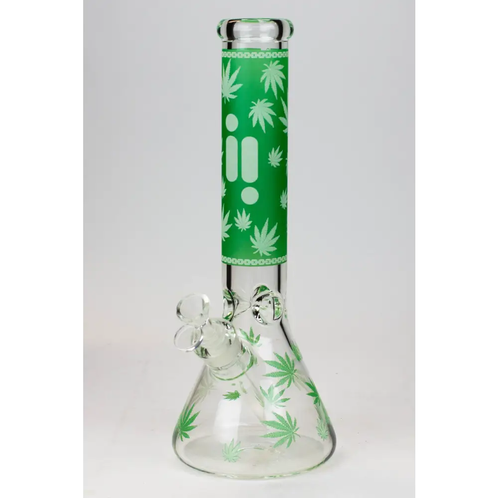 14" Infyniti Leaf Glow in the dark 7 mm glass bong_14