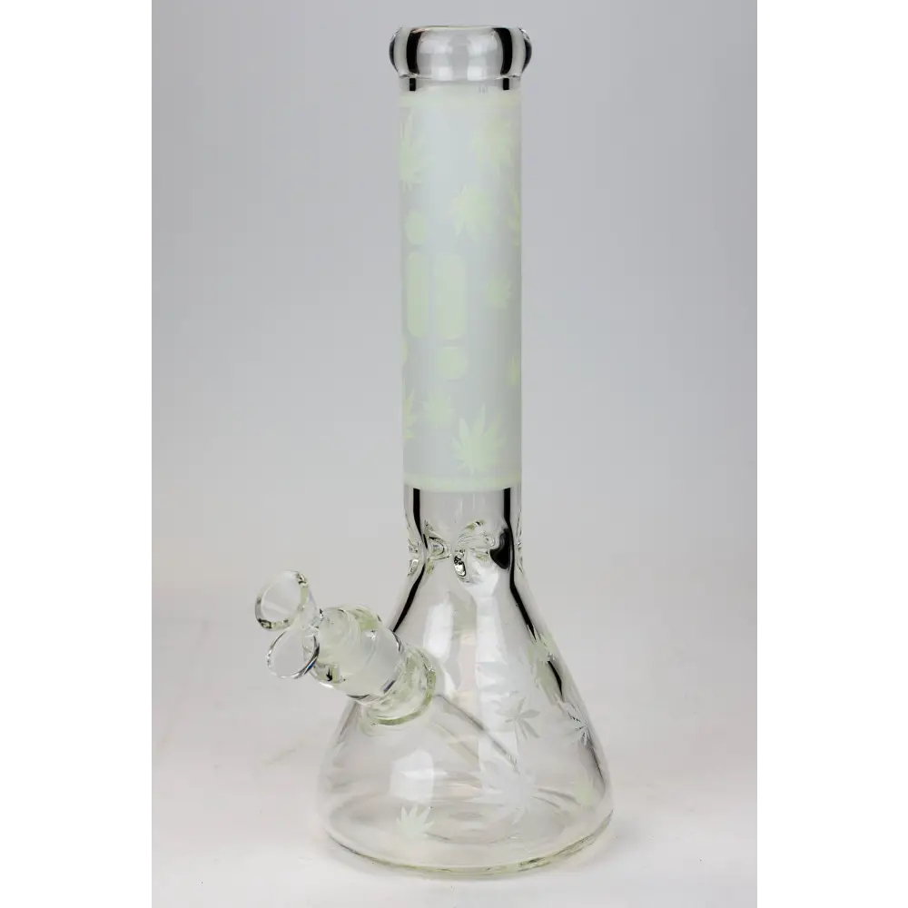 14" Infyniti Leaf Glow in the dark 7 mm glass bong_9