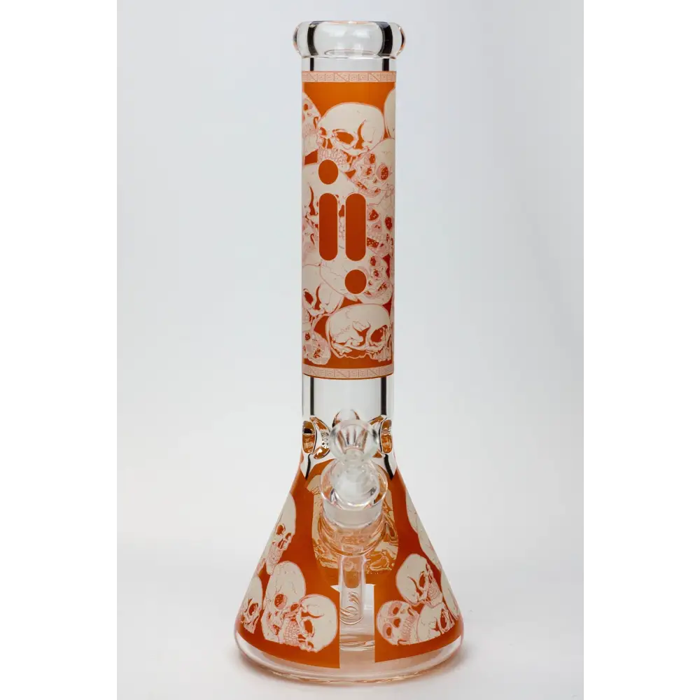 14" Infyniti Skull Glow in the dark 7 mm glass bong_1