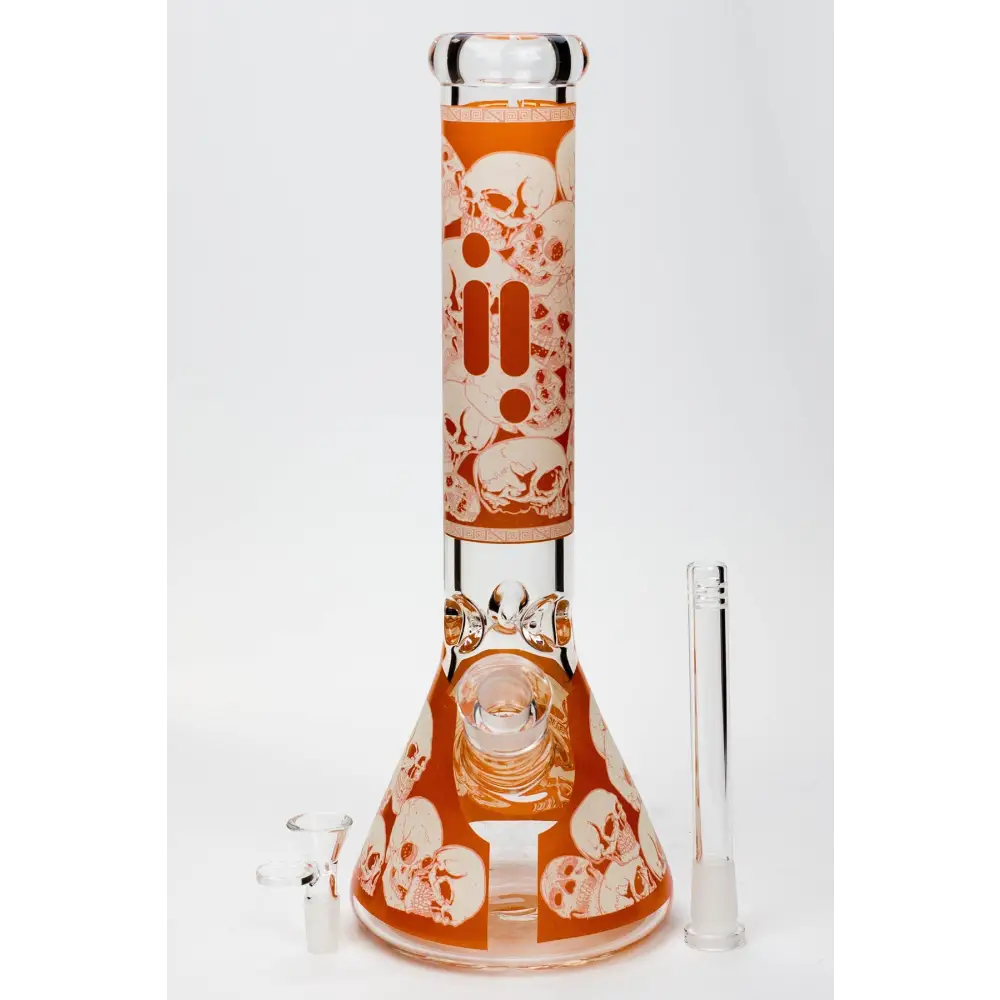 14" Infyniti Skull Glow in the dark 7 mm glass bong_6