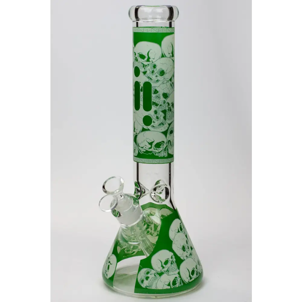 14" Infyniti Skull Glow in the dark 7 mm glass bong_10