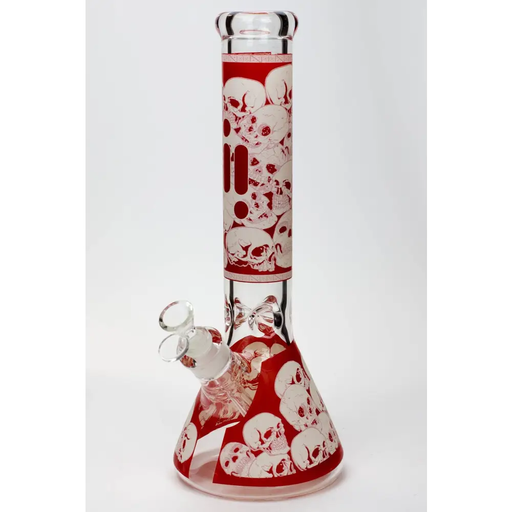 14" Infyniti Skull Glow in the dark 7 mm glass bong_11